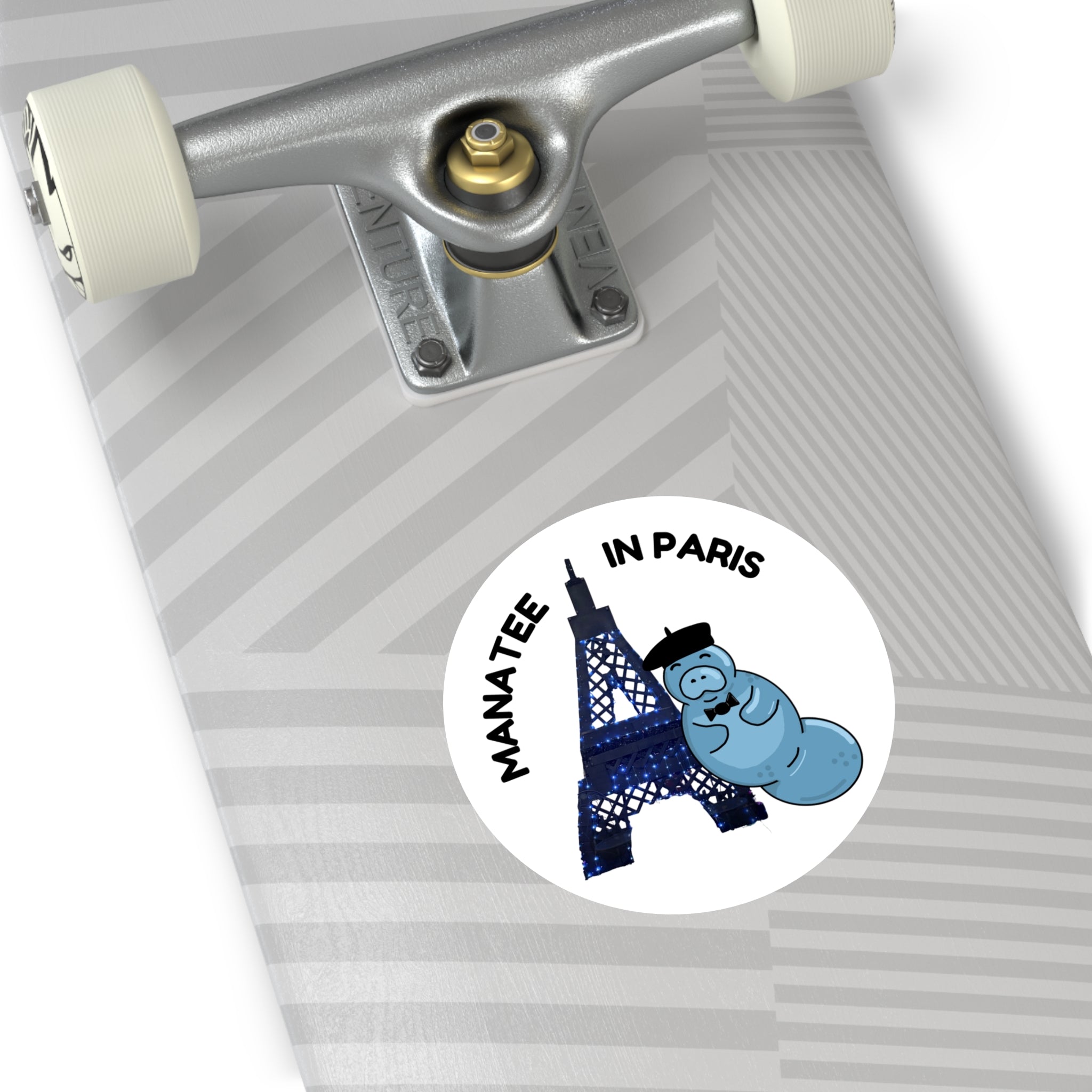 Manatee in Paris Round Sticker