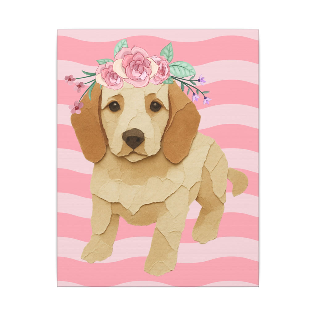 Floral Crown Puppy Canvas Print