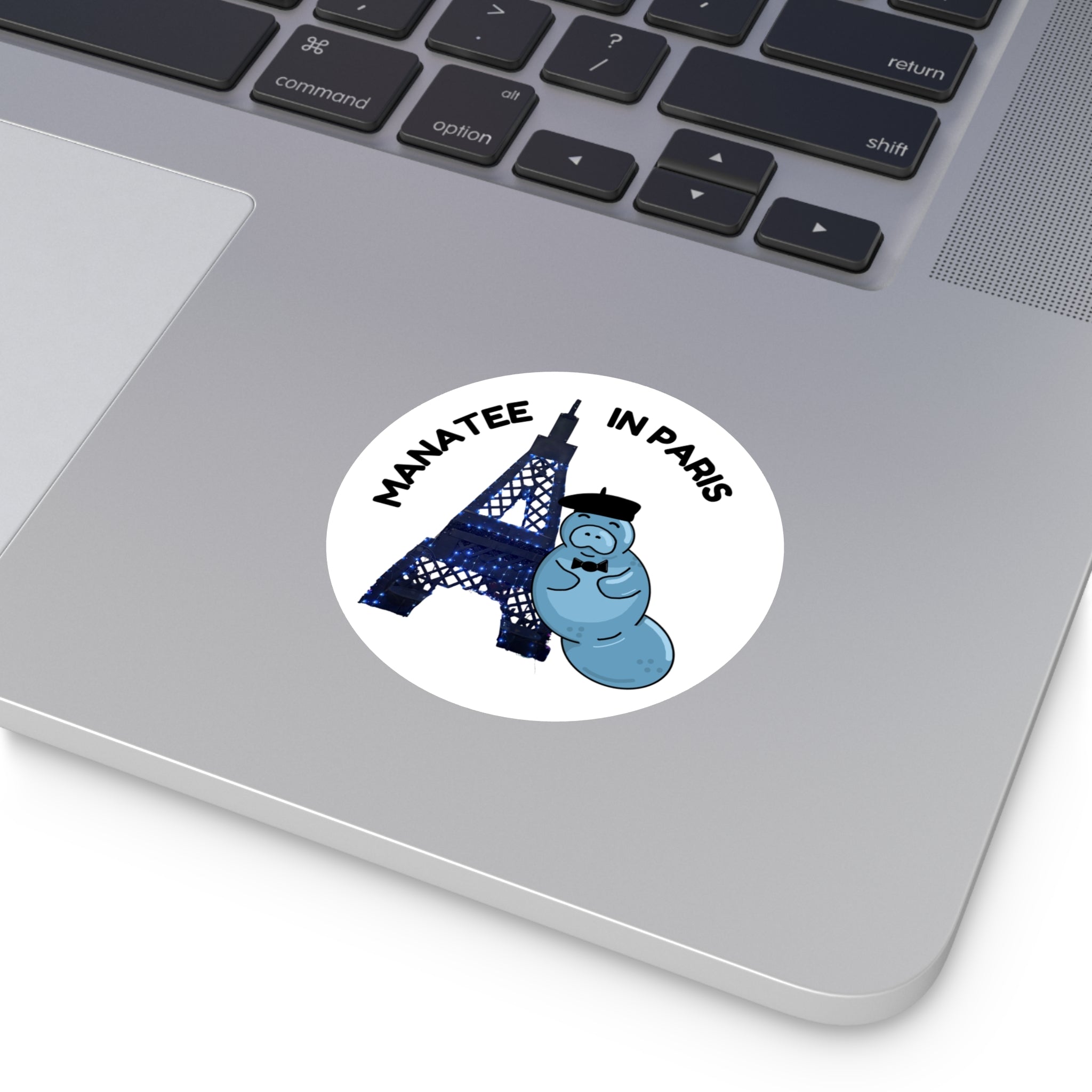 Manatee in Paris Round Sticker