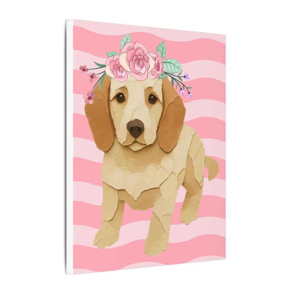 Floral Crown Puppy Canvas Print