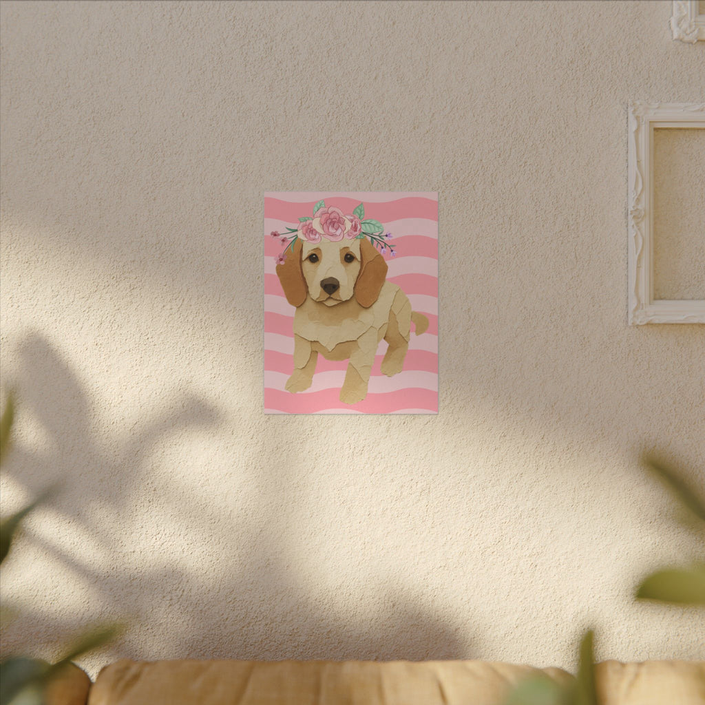 Floral Crown Puppy Canvas Print