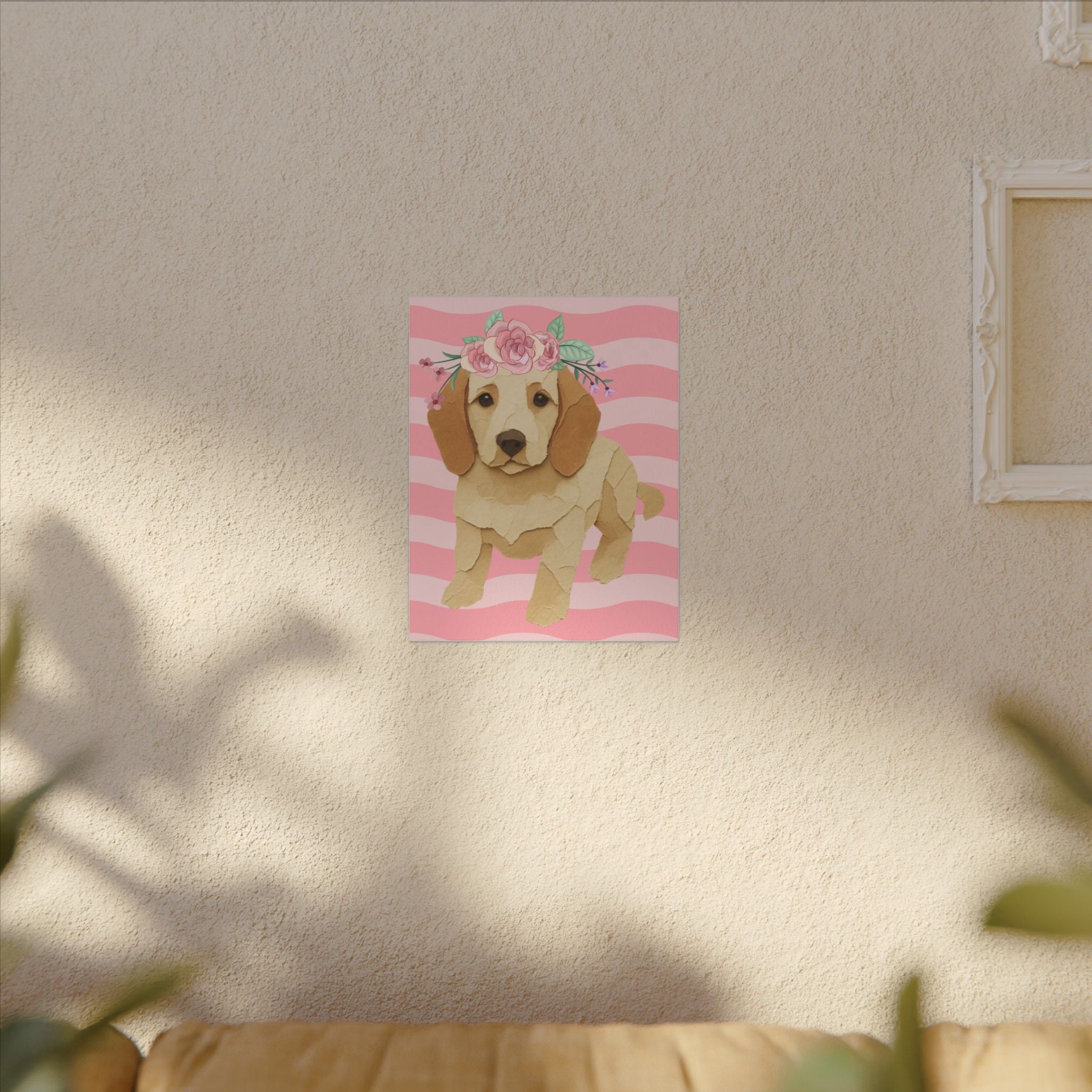 Floral Crown Puppy Canvas Print