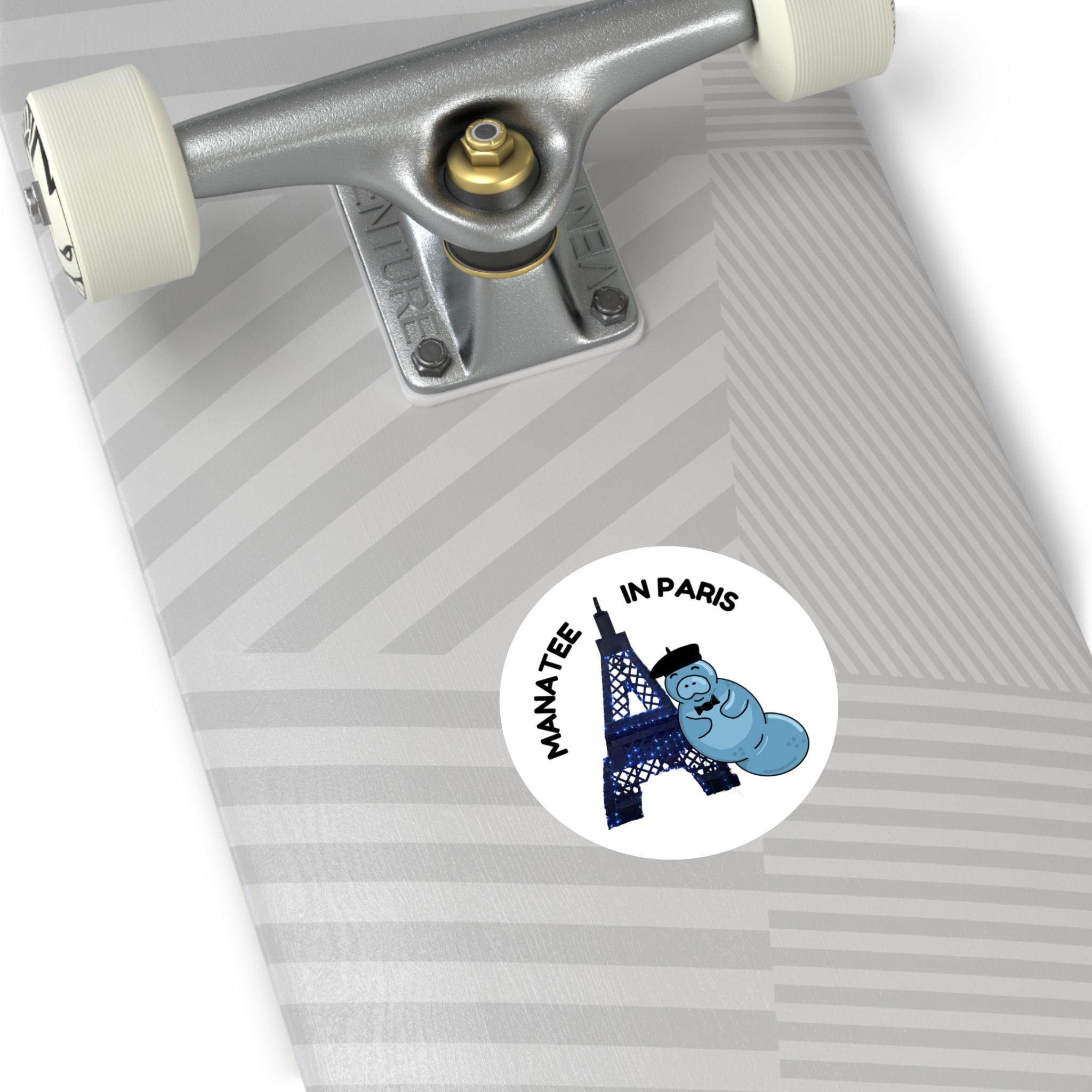 Manatee in Paris Round Sticker