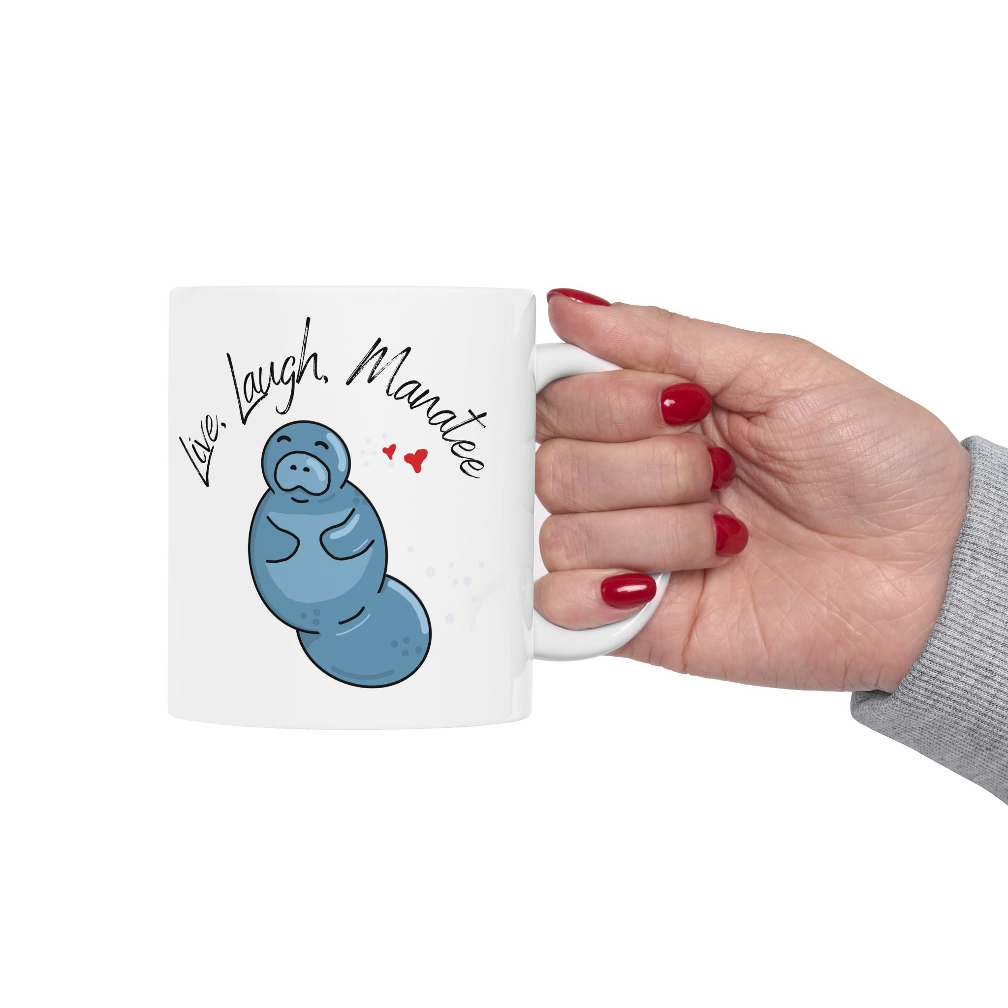 Live, Laugh, Manatee Ceramic Mug (11oz / 15oz)