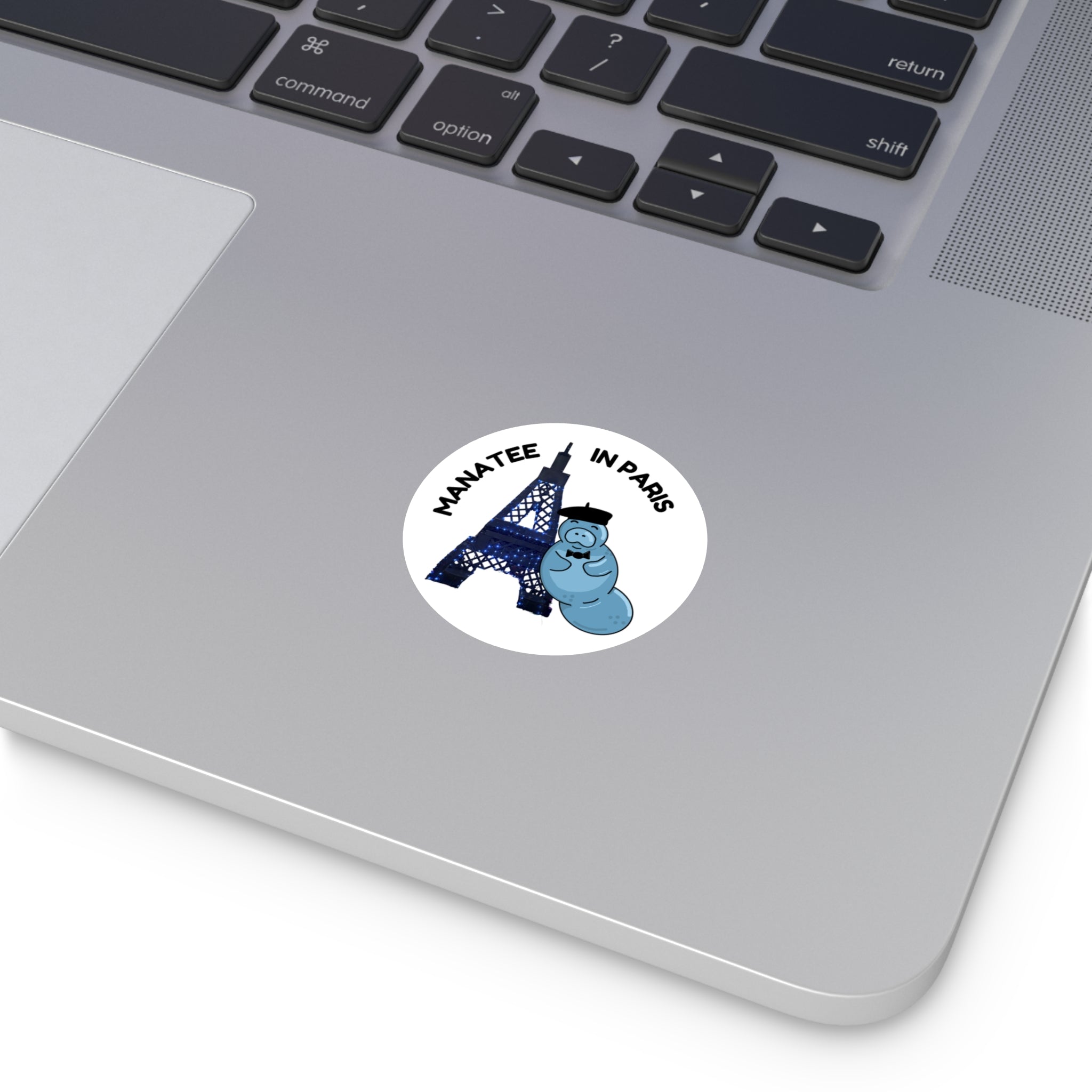 Manatee in Paris Round Sticker