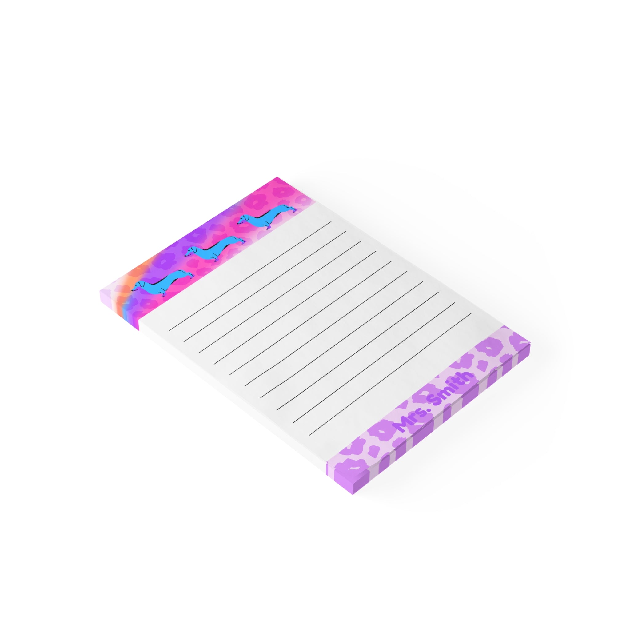 Personalizable Dachshund Rainbow Colorful 4x6 Lined Memo Pad