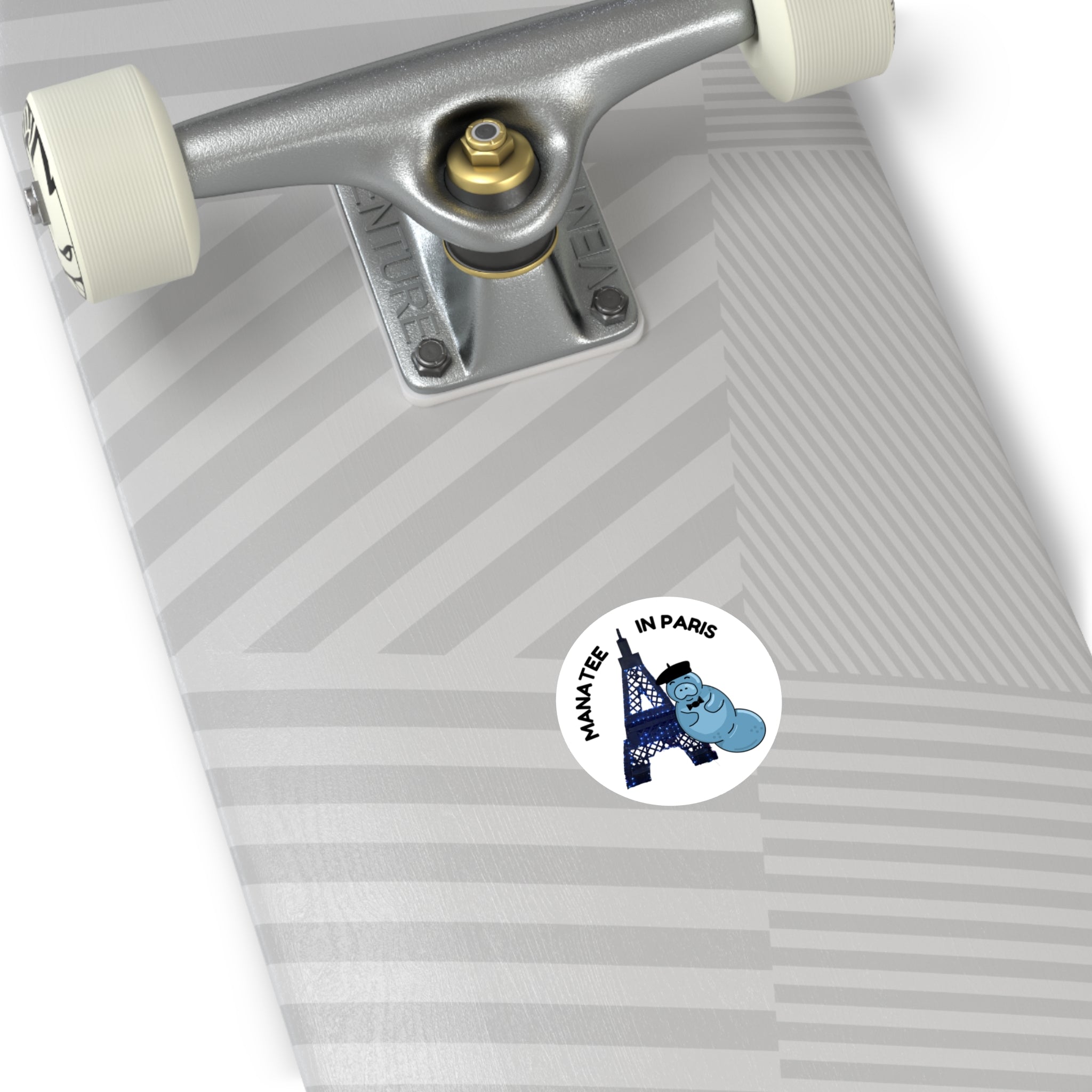 Manatee in Paris Round Sticker