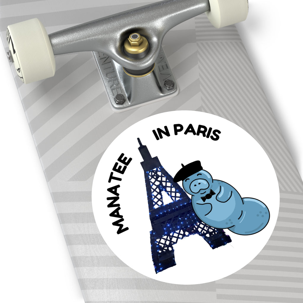 Manatee in Paris Round Sticker
