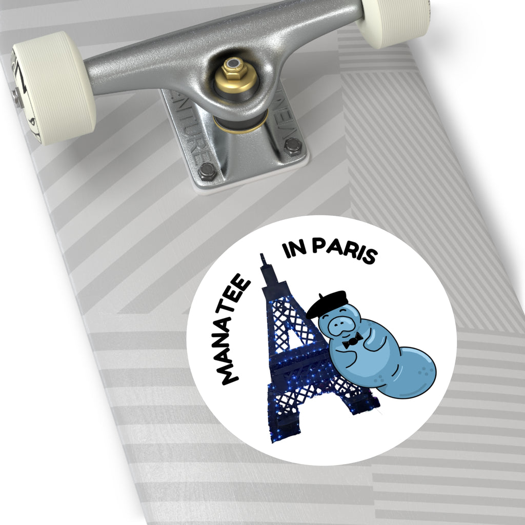Manatee in Paris Round Sticker