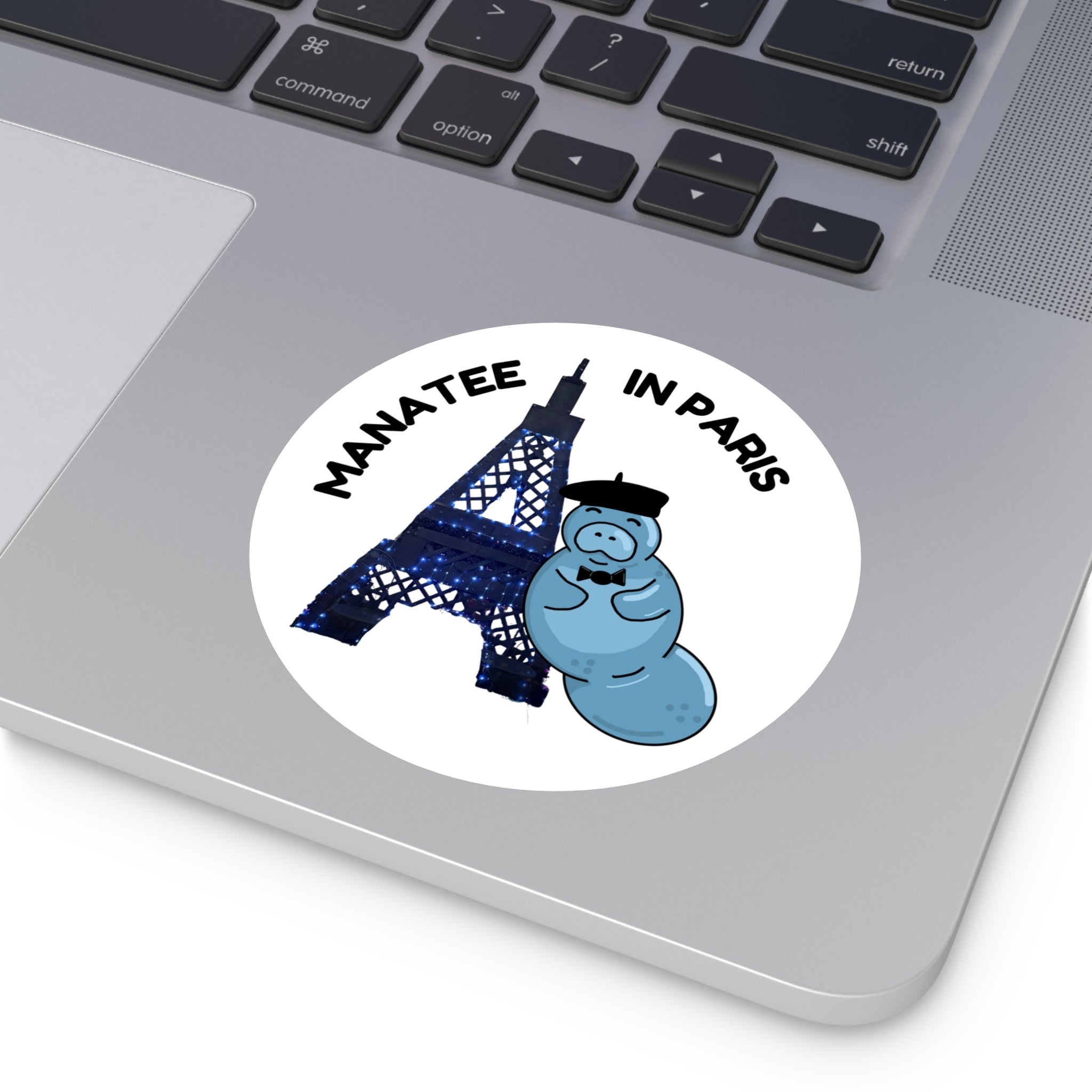 Manatee in Paris Round Sticker