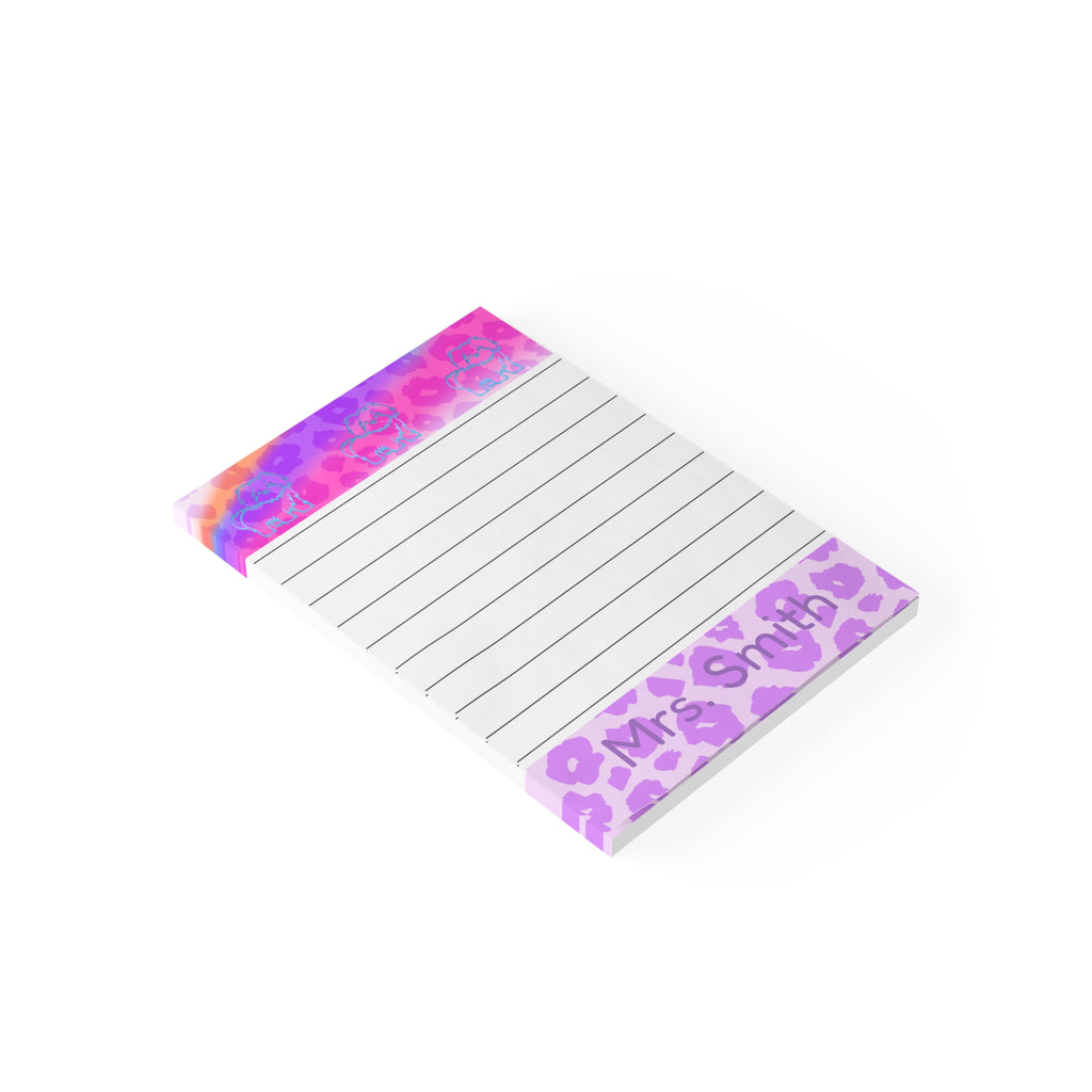 Personalized Maltese Neon Leopard Border 4x6 Lined Post-it Note Pad
